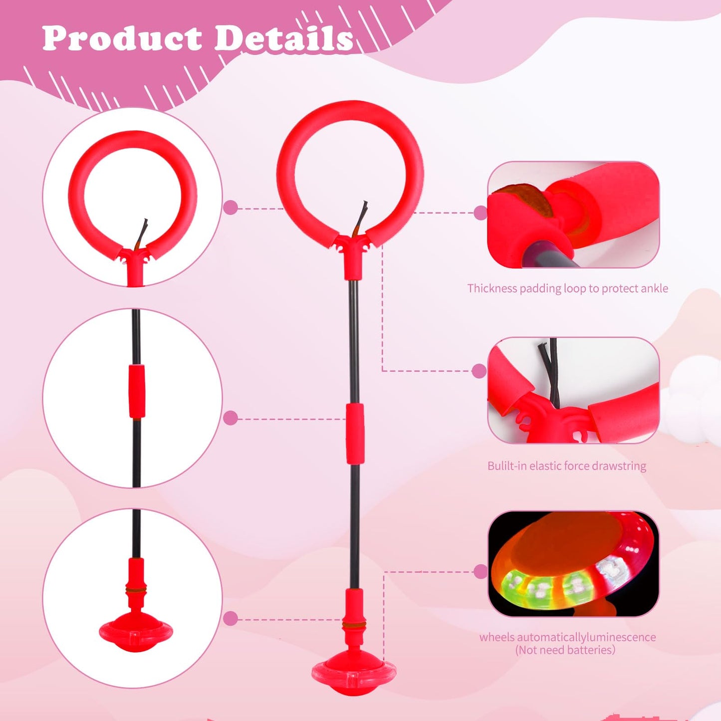 Flashing Jumping Ring Children Colorful Ankle Skip Jump Ropes Sports Swing Ball for Kids Boys Girls Toy