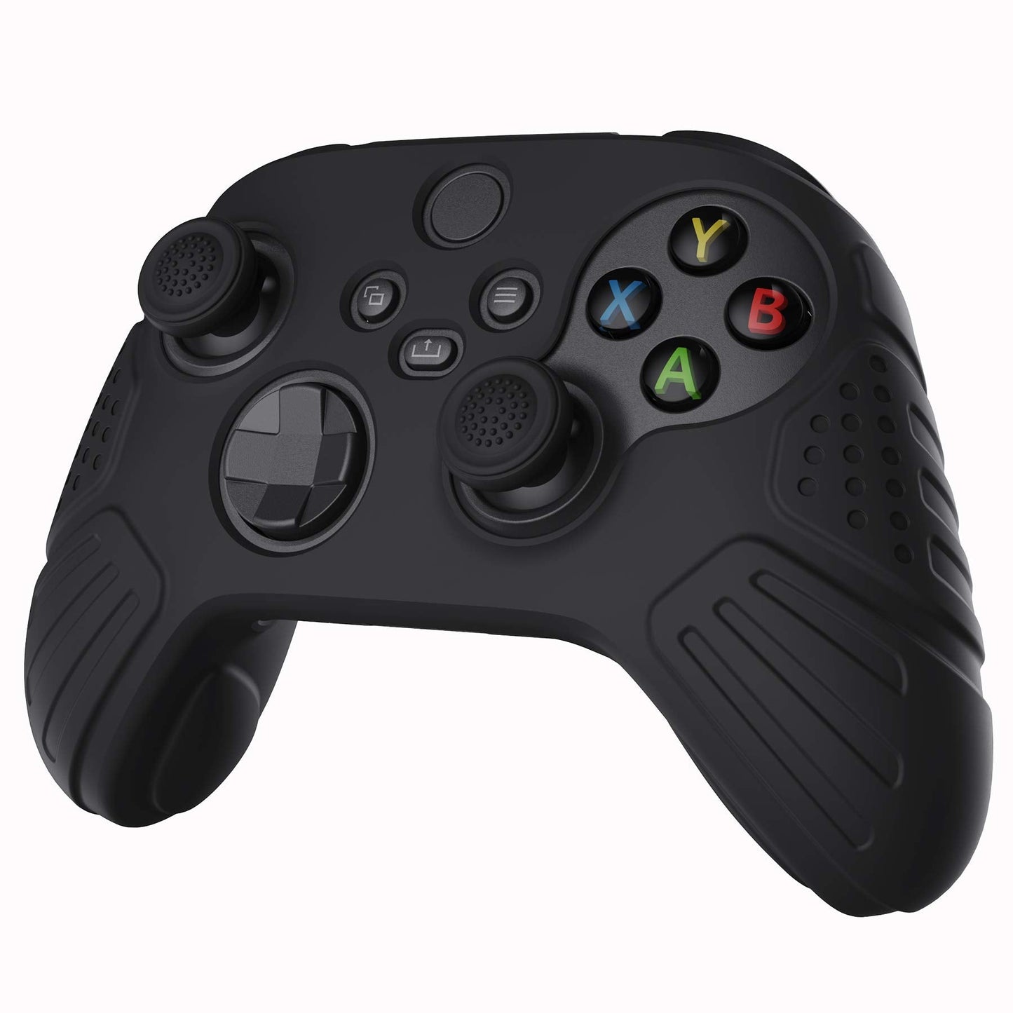 eXtremeRate PlayVital Guardian Edition Black Ergonomic Soft Anti-slip Controller Silicone Case Cover for Xbox Series X/S, Rubber Protector Skins with Joystick Caps for Xbox Core Wireless Controller