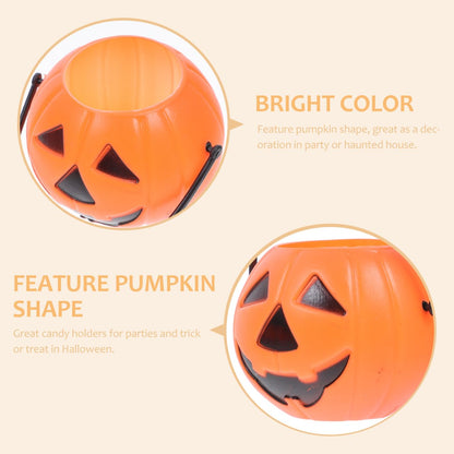 Kisangel 8pcs Pumpkin Bucket Plastic Buckets with Handles Candy Buckets for Kids Trick or Treat(3.14X2.36X1.77inch)