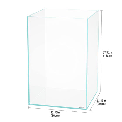 LANDEN Tall Tank, Rimless Low Iron Tank 10GAL 11.8" L × 11.8" W × 17.7" H (30X30X45) cm Small Aquascape Fish Tank, Vertical Aquascape Tank, Black Leveling Mat Included