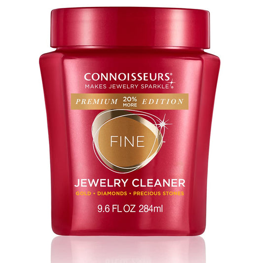 Connoisseurs Premium Edition Fine Jewelry Cleaner Solution for Gold, Diamonds, Platinum, and Gemstones - 9.6 fl oz - Restores Brilliance in Seconds