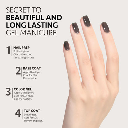 GAOY Jelly Nude Black Gel Nail Polish, 16ml Sheer Neutral Translucent Soak Off Gel Polish, UV Light Cure for Nail Art DIY, 1724 Smoked Glass