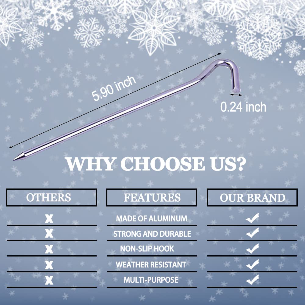 8 Pack Replacement 6.5ft Tethers and Aluminum Metal Stakes Tie Down Rope Strings for Halloween Christmas Xmas Camping Tent Blow Up Inflatable Spikes Outdoor Holiday Lawn Yard Garden Decoration