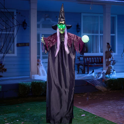 JOYIN 78" Hanging Witch Decor with Magic Ball Halloween Decorations Outdoor, Swing Flying Witch Halloween Porch Decor Party Supplies Sound Activated Light Up Eyes Lawn Yard Garden Door Haunted House