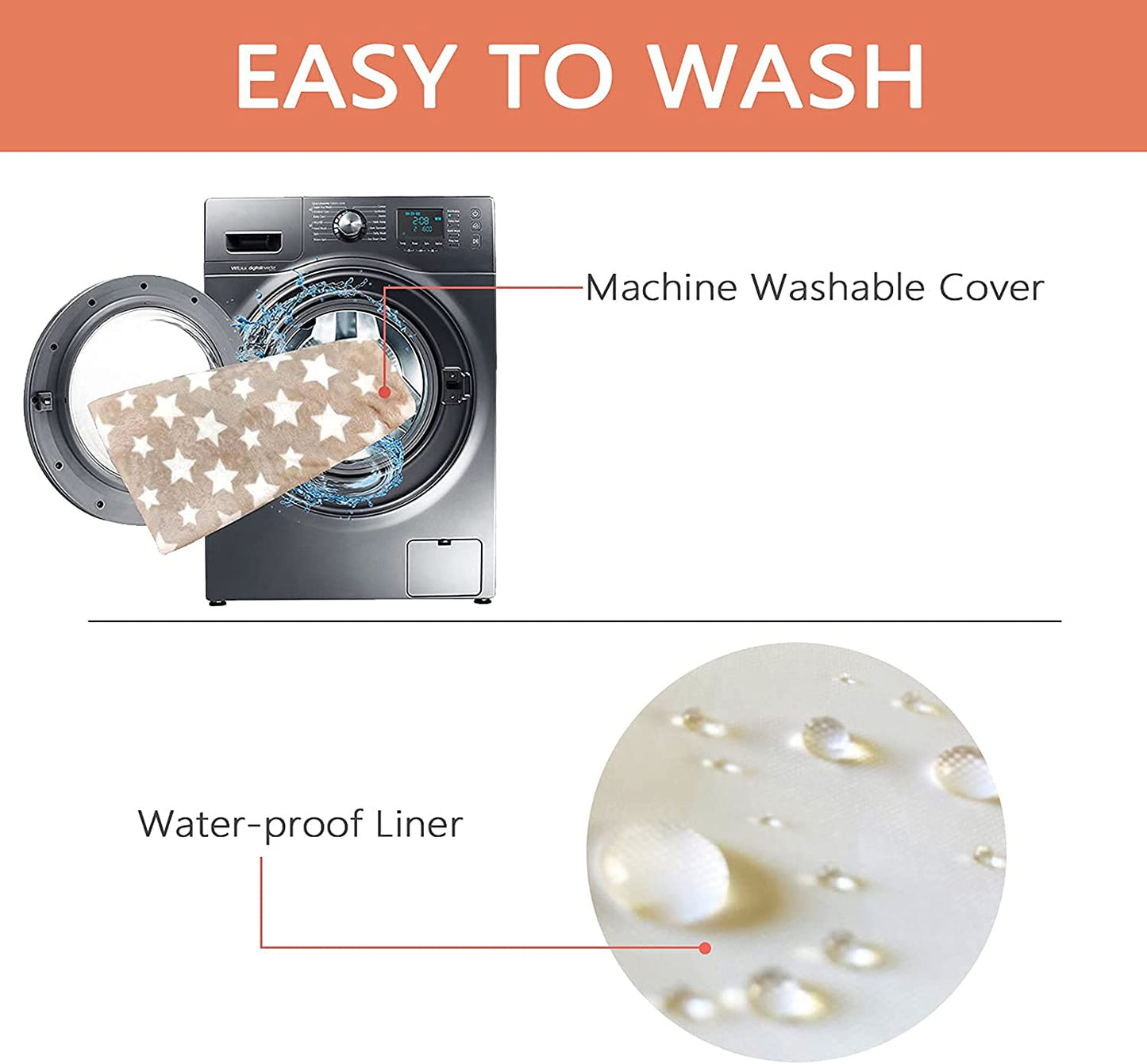 EMPSIGN Supportive Dog Bed (122x76x7.6cm), Dog Crate Mat Reversible (Cool & Warm), Removable Washable Cover, Waterproof Liner & High Density Foam, Pet Bed Mattress for Small to XX-Large Dogs, Beige, Star