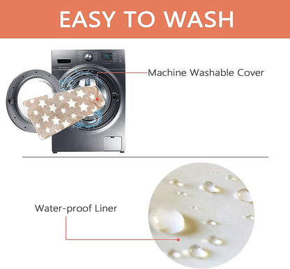 EMPSIGN Supportive Dog Bed (122x76x7.6cm), Dog Crate Mat Reversible (Cool & Warm), Removable Washable Cover, Waterproof Liner & High Density Foam, Pet Bed Mattress for Small to XX-Large Dogs, Beige, Star