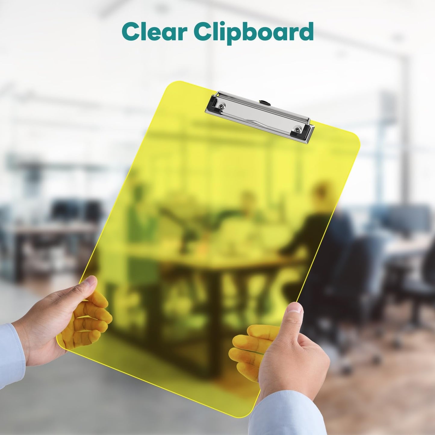 Juvealoe A4 Plastic Clipboard, 8.5 x 11 Yellow Colored Clip Boards with Low Profile Clip, Letter Size for Classroom, Teacher, Students, School & Office Supplies