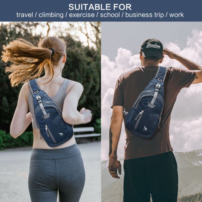 Kimlee Sling Bag Crossbody Bags Men, Travel Hiking Chest Daypack for Women One Strap Backpack Lightweight Over Shoulder Bag