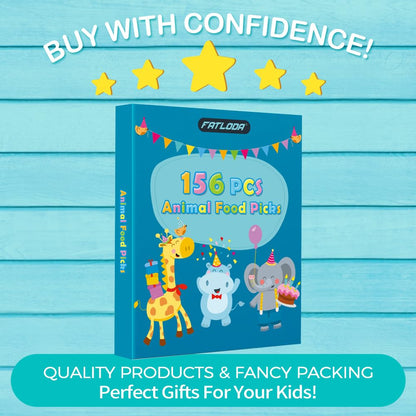 156PCS Animal Food Picks for Kids Bento Box Accessories, FATLODA Fun Kid Food Picks, Cute Fruit Toothpicks for Kids Lunch Accessories, Reusable Lunchbox Pick for Kid Toddler