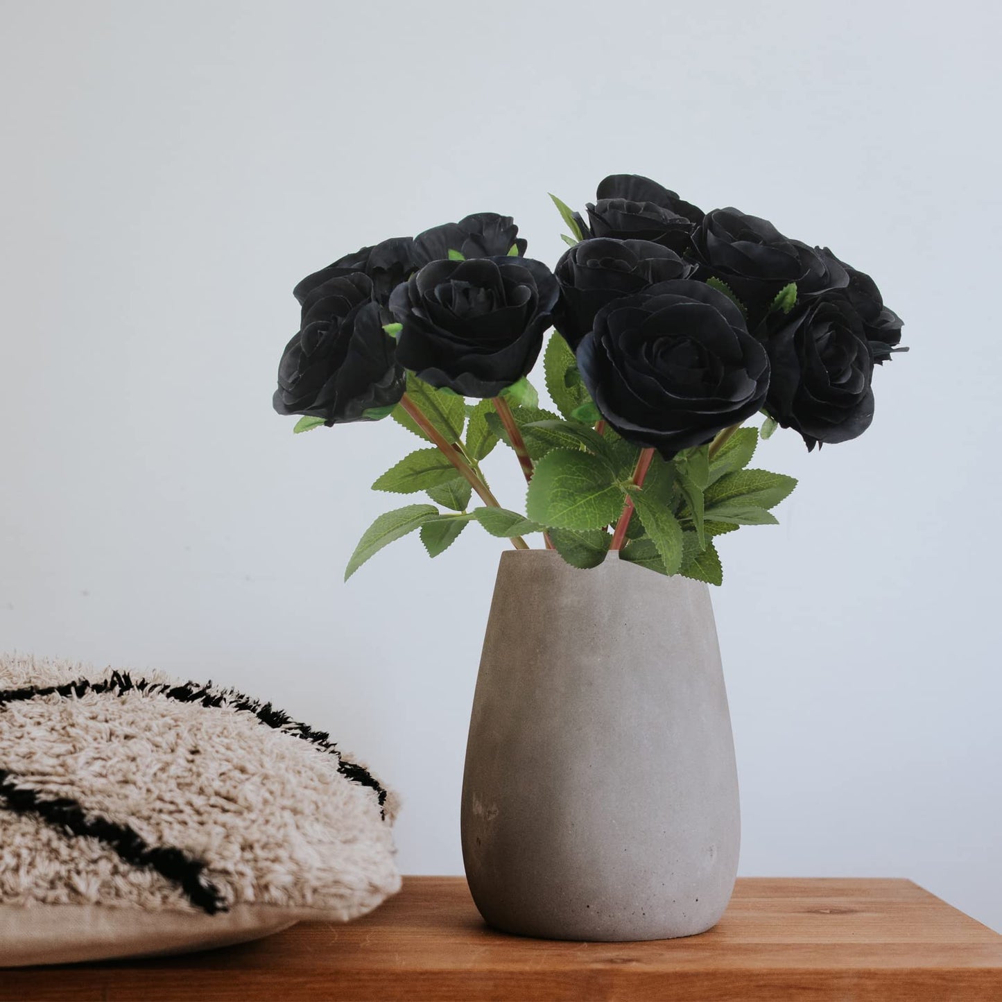 Hananona Black Artificial Roses for Flower Arrangement, 12 Pcs Silk Black Roses Bouquet for Halloween Home Decoration, Faux Black Roses for Halloween and Gothic Decoration