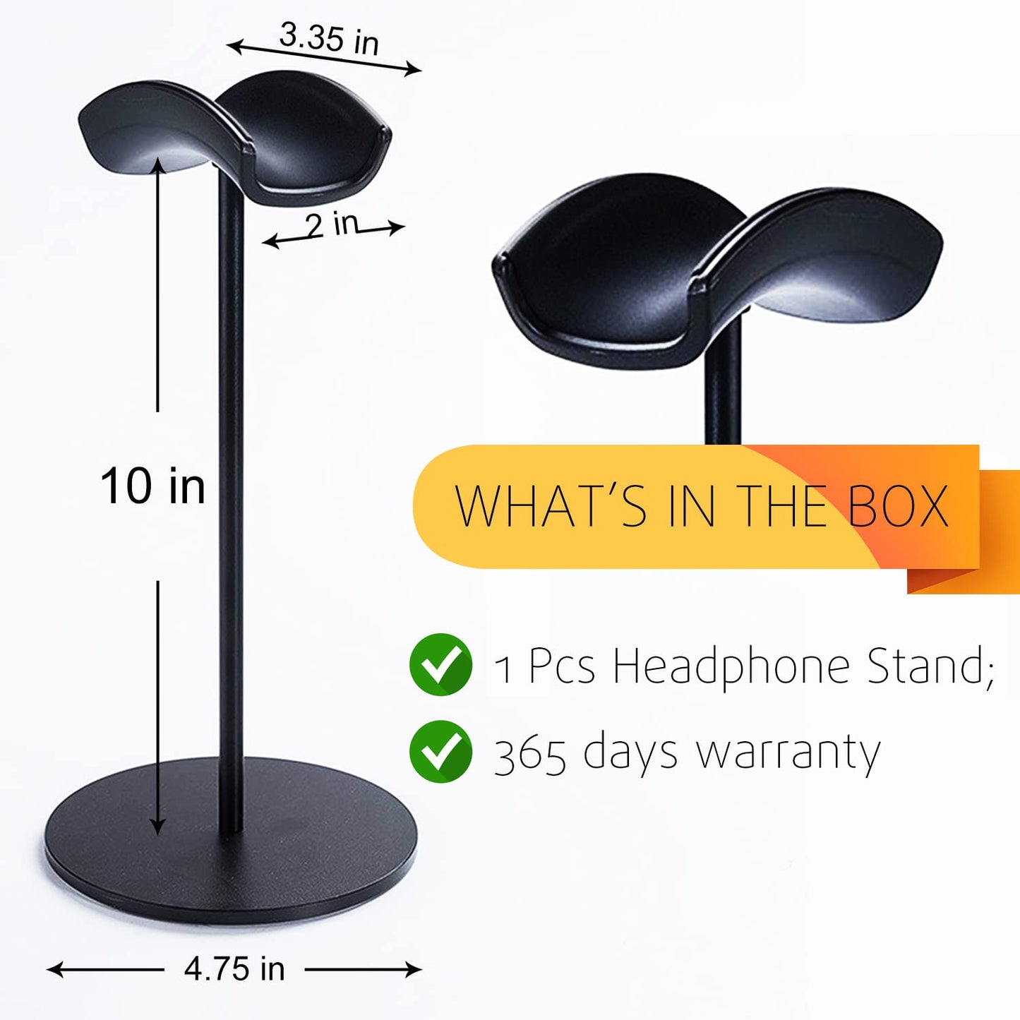 G.CATACC Headphone Stand for Desk, Anti-Slip Earphone Headset Holder for Apple, Bose, Sony, Philips, Sennheiser, Beats Gaming Over-ear Headphones - Black
