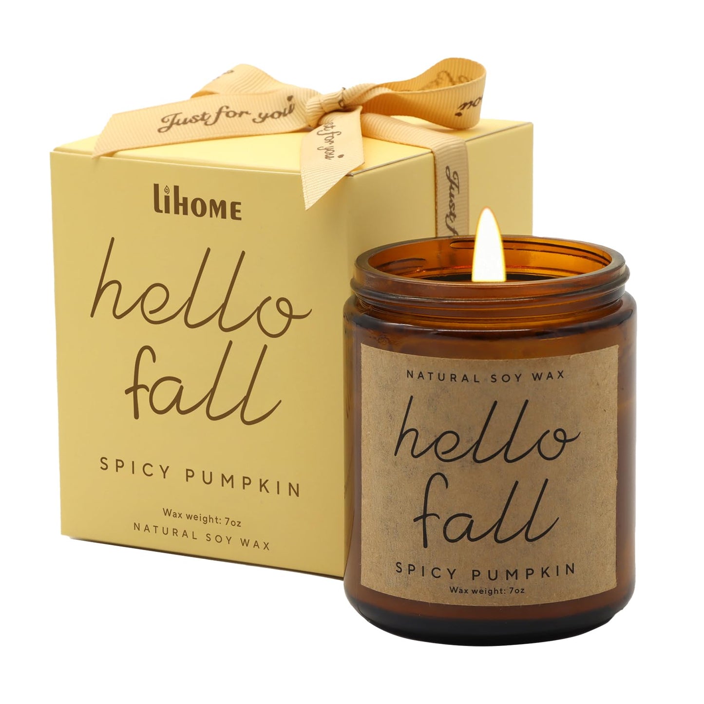 Fall Decorations for Home - Fall Candles, Gifts for Women, Natural Soy Wax Pumpkin Spice Scented Candles