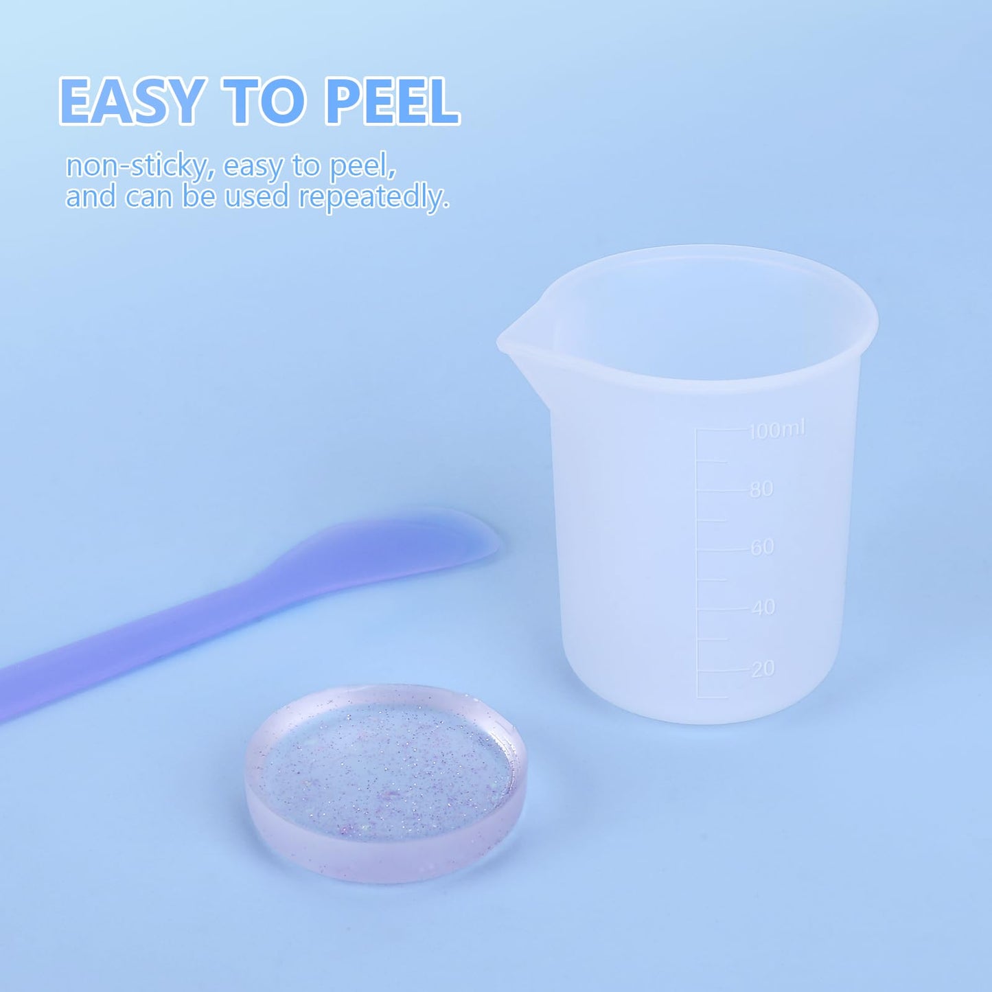 KISREL Silicone Measuring Cup for Resin, Resins Supplies with 600ML+250ML+ 100ML Cups, Resin Mixing Cups, Silicone Stir Sticks, Epoxy Mixing Cup