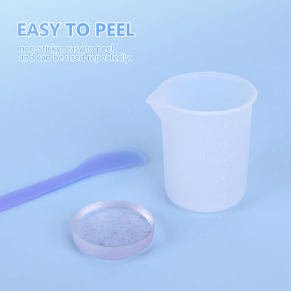KISREL Silicone Measuring Cup for Resin, Resins Supplies with 600ML+250ML+ 100ML Cups, Resin Mixing Cups, Silicone Stir Sticks, Epoxy Mixing Cup