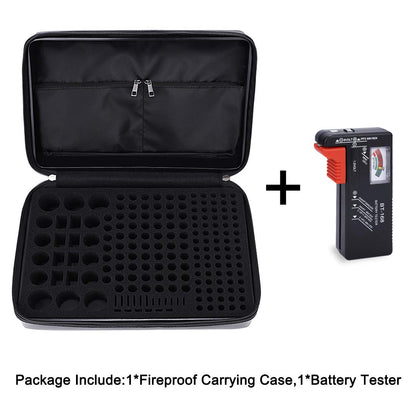 DocSafe Fireproof Battery Organizer Storage Box,Fireproof Waterproof Carrying Case Bag Holder,Safe Storage Holds 200+ Batteries AA AAA C D 9V, with Battery Tester BT-168 (Not Includes Batteries)