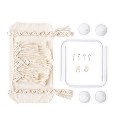 Dahey Macrame Cat Window Perch Boho Cat Hammock Wall Mounted Pet Resting Seat Bed for Indoor Cats Space Saving kitty Sunny Swing Shelf on Window Safety Holds up to 45 lbs with Screw Suction Cups, Gift