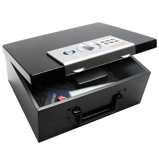 Honeywell Safes & Door Locks - Hideable Small Safe Box - Fire Resistant Document Safety Box for Home - Steel Security Digital Code Lock for Personal Items, Jewelry, Money Safe - 0.26-CU - Black - 6108