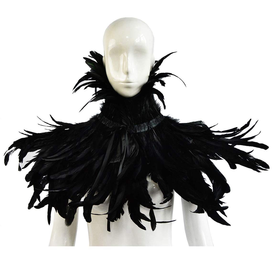 L'VOW Gothic Black Feather Shrug Cape Shawl Halloween Costume for Men (Style -02)