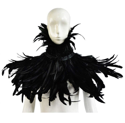 L'VOW Gothic Black Feather Shrug Cape Shawl Halloween Costume for Men (Style -02)