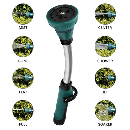 Cytheria Watering Wand,15 in Garden Hose Nozzle Sprayerwith 8 Adjustable Watering Patterns Rain Wand and Thumb Control Shut Off Valve for Car Washing,Watering Seedling Beds,Flowers,Lawn (Green)