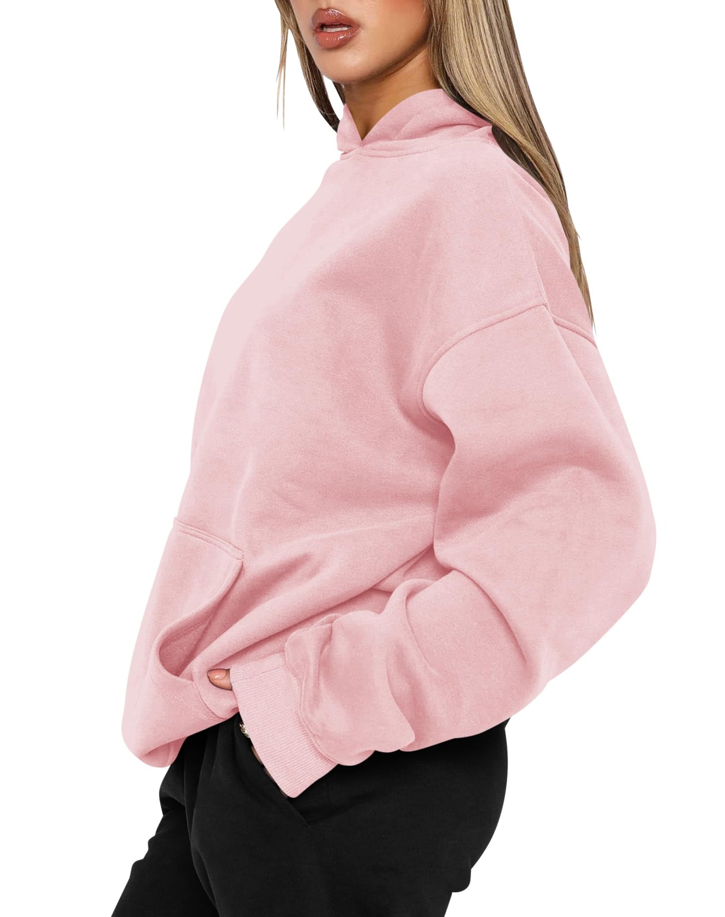 TICTICMIMI Women's Hoodies Sweatshirts Cute Long Sleeve Tops Loose Fleece Pullover Shirts with Pocket Pink
