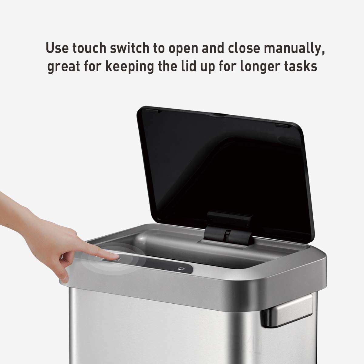 EKO EK9262MT-45L Horizon 45 Liter/11.9 Gallon Rectangular Motion Sensor Trash Can, Brushed Stainless Steel Finish