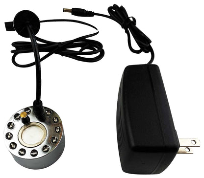 Halloween Lights Mist Maker,Halloween fog Machine Ultrasonic Mist Water Pond Fogger 12 LED Red Yellow and Blue Light Flashes for Halloween Party Decorations and Rockery Fishtank Vase Birdbath Deco