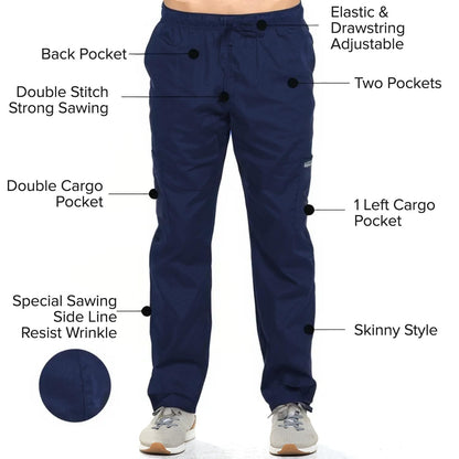 Dagacci Medical Uniform Womens and Mens Scrub Set Unisex Medical Scrub Shirt Top and Pant, Navy, Medium