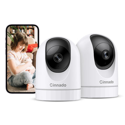 2K Indoor Security Camera-Baby Monitor with 2.4G WiFi Camera and Audio, Siren/Night Vision for Home/Pet/Nanny/Cat, 24/7 SD Card Storage, Cloud (Optional), Compatible with Alexa & Google Home, D1 2P