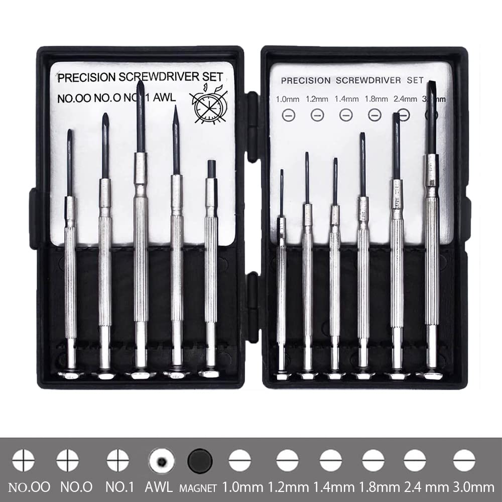 11 Pcs Mini Screwdriver Set - Flathead & Phillips Screwdriver Kit for Glasses, Watch, Phone, Toys & Computer Repair