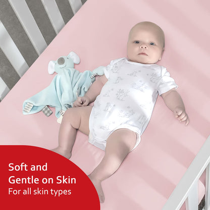 Crib Sheets for Girls 4 Pack, Fitted Crib Sheets for Standard Size Crib and Toddler Mattresses, Soft and Breathable Baby Gift Girl Set, Pink