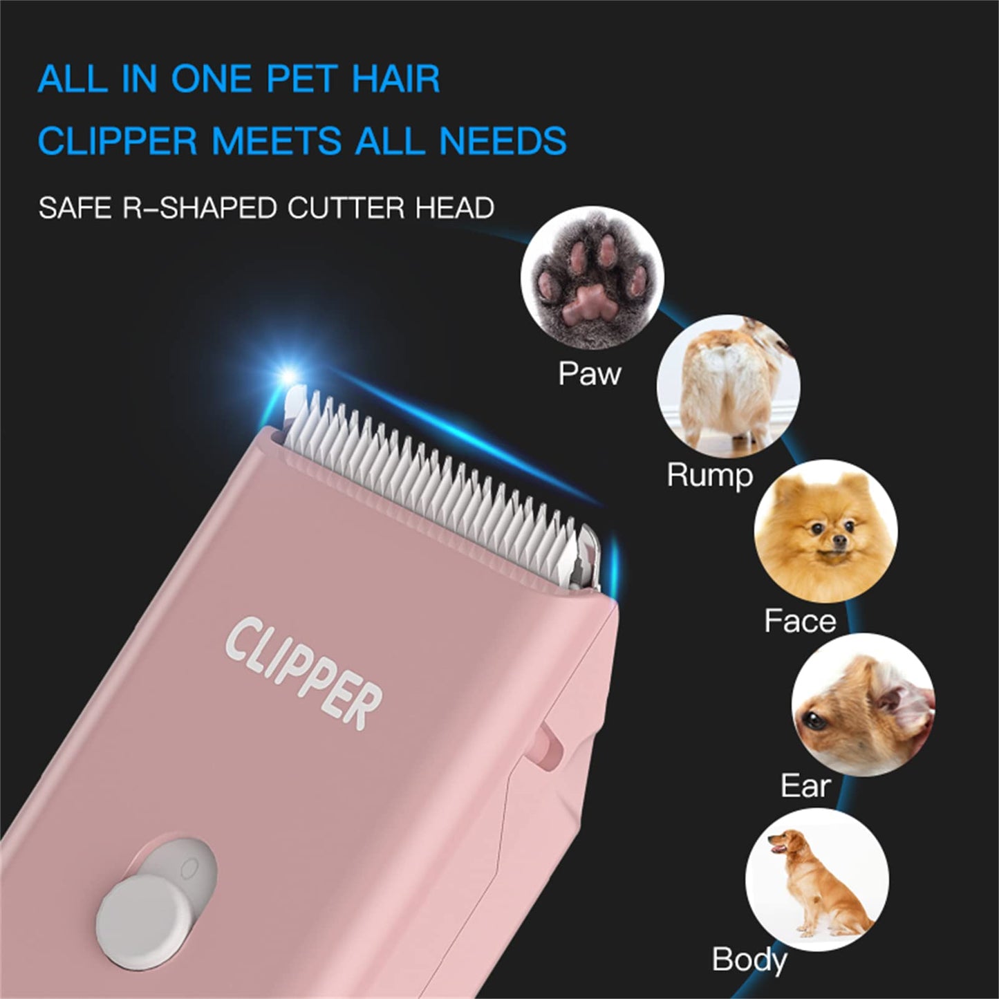Founouly Home Professional Dog Grooming Kit Clipper Low Noise USB Rechargeable for Dog Cat