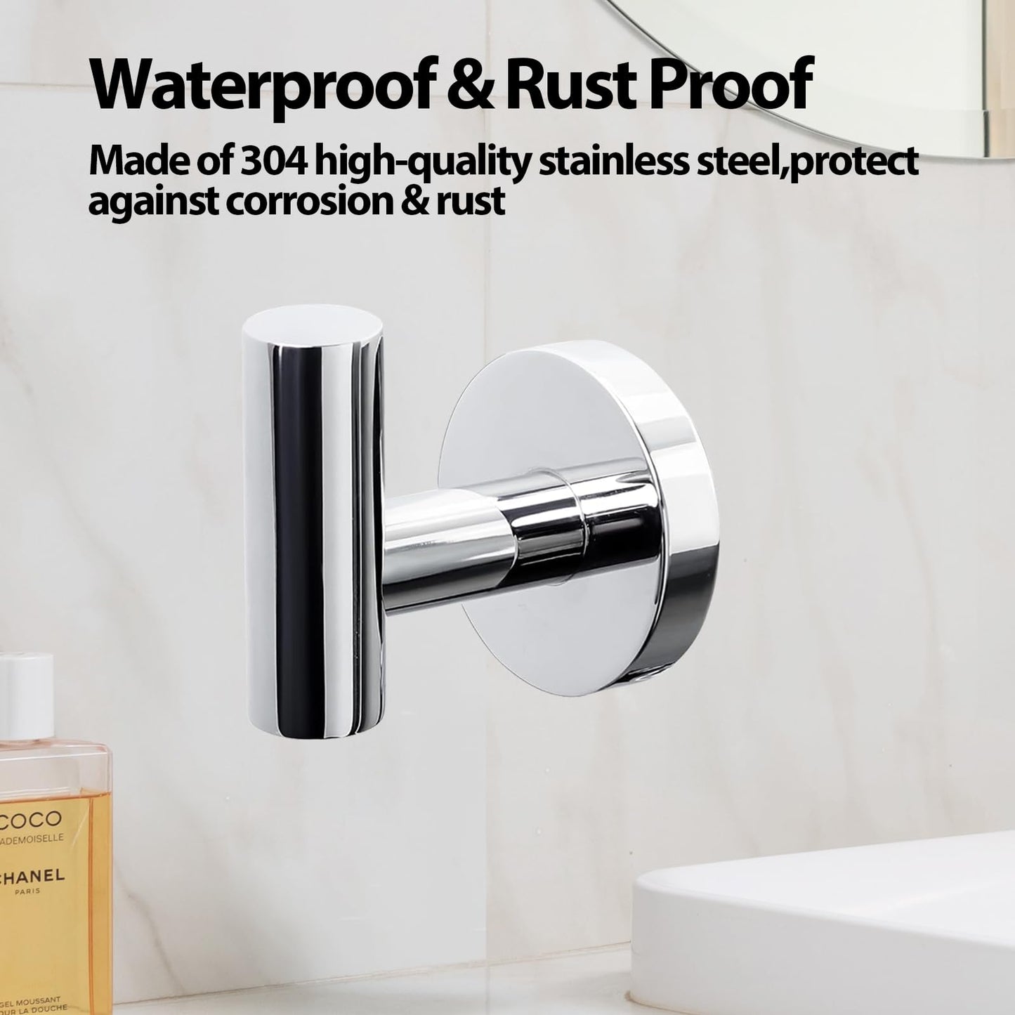 Kruodop Towel Hooks for Bathroom,2 Packs Wall Mount Towel Holder,Black Matte Wall Robe Hook,Stainless Steel Heavy Duty Door Hanger Towel Hook for Kitchen, Bedroom,Hotel,Pool,Coats