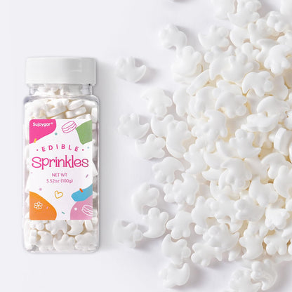 Ghosts Sprinkles for Cake Decorating, 3.52oz Edible White Ghosts Candy Sprinkles for Cupcake Toppers Baking Cookie Halloween Party Supplies Birthday Celebrations