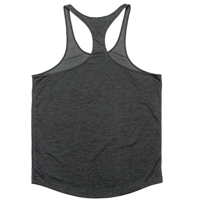 Lehmanlin Men's Bodybuilding Stringer Tank Tops Y-Back Gym Fitness Muscle T Shirt Quick Dry (Ma Black, M)