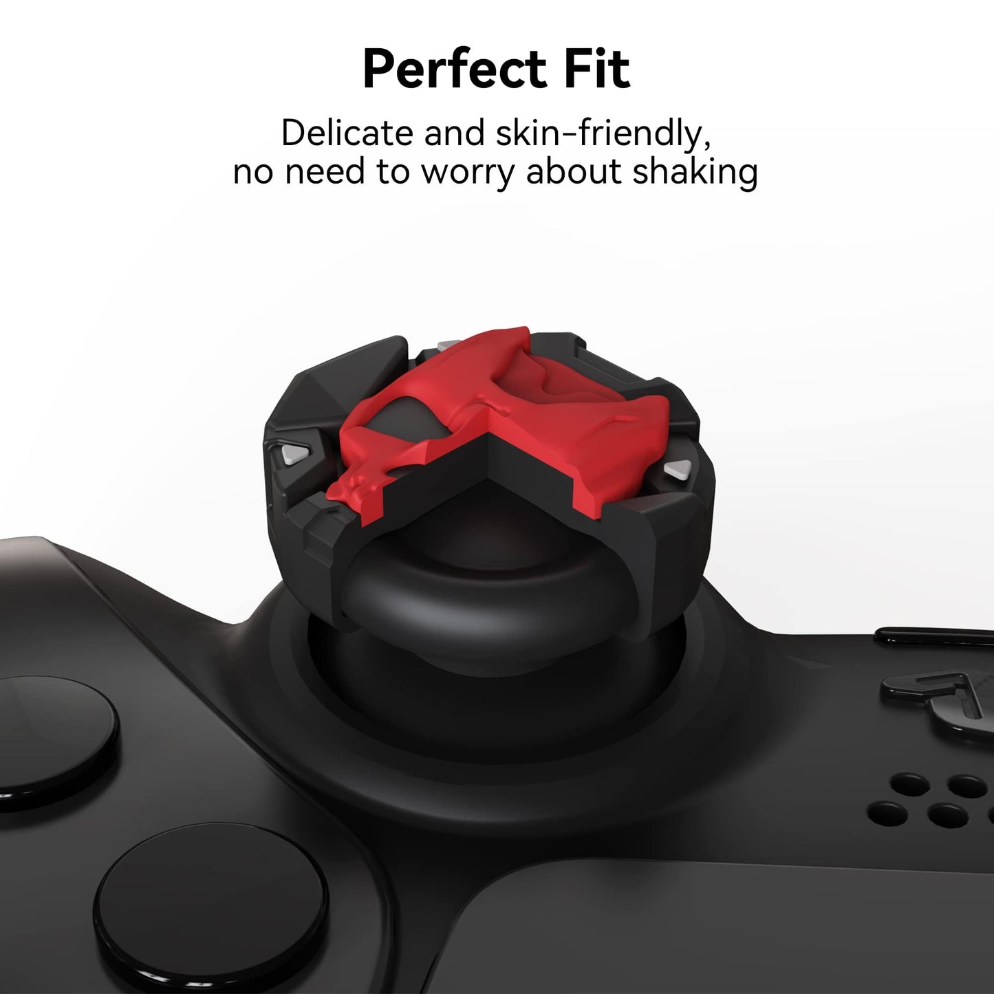 GeekShare Skull Thumb Grip Caps for PS5 Controller, Thumbsticks Cover Set Compatible with Switch Pro Controller and PS4/PS5, 2 Pairs / 4 Pcs (Black & Red)