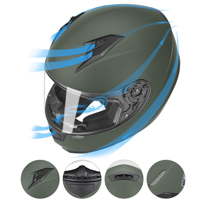 GLX GX11 Compact Motorcycle Helmet - Camo, Large - Full Face w/ Tinted Visor, DOT Approved