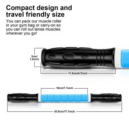 iGreely Premium Muscle Roller The Ultimate Massage Roller Stick 17 Inches Recommended by Physical Therapists Promotes Recovery Fast Relief for Cramps Soreness Tight Muscles Blue