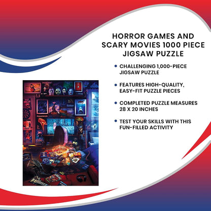 House of Horrors and Scary Movies 1000 Piece Jigsaw Puzzle by Rachid Lotf | Interactive Brain Teaser Board Game for Adults, Educational Toys & Games | 28 x 20 Inches