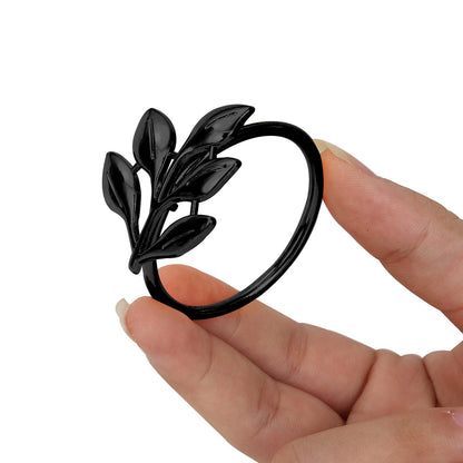 KPOSIYA Napkin Rings Set of 20 Hollow Cut Metal Napkin Holder Dinning Table Setting for Wedding Party Banquet Christmas Dinner Delicate Serviette Buckles Decor (Ye Zi-Black 20