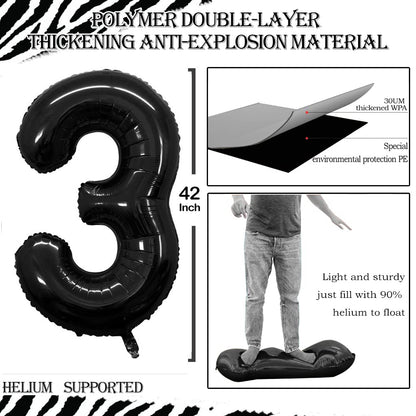 GOER Number 30 Balloons for 30th Birthday Party Decorations,42 Inch Jumbo Foil Helium Balloons for 30th Anniversary (Black)