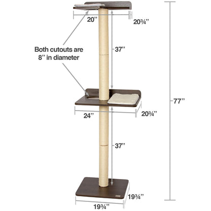 PetFusion Ultimate Cat Climbing Tower & Activity Tree. (24 x 20.8 x 76.8 inches (lwh) Tall Sisal Scratching Posts, Modern Wall Mounted cat Furniture, Espresso Finish). 1 Year Manufacturer Warranty