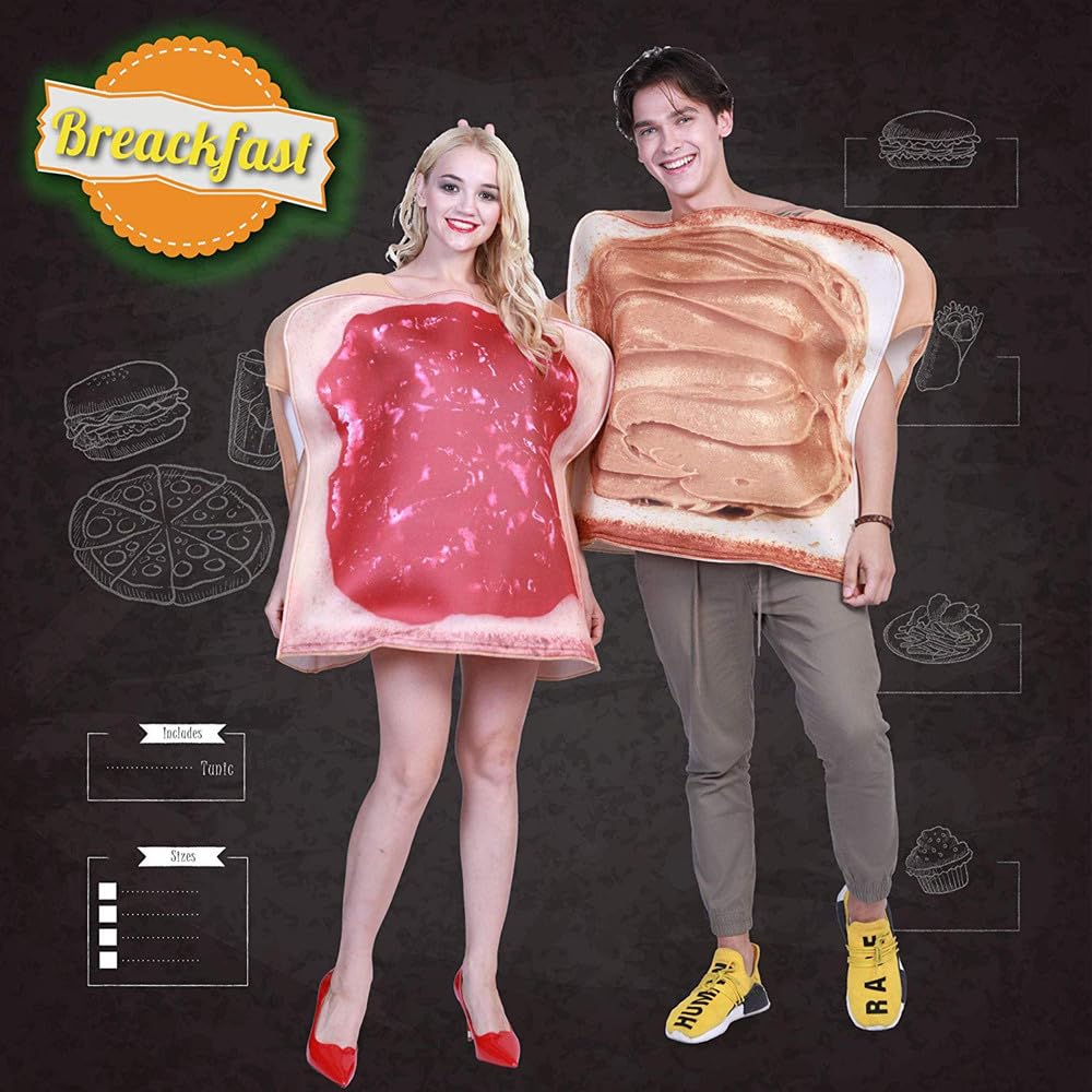 EraSpooky Couples Peanut Butter and Jelly Costume Halloween Party Funny Food Fancy Dress