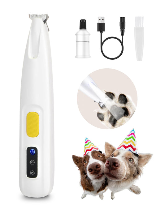 FURBONA Upgraded Dog Paw Trimmer with LED Light, 18 mm Widen Blade, 35 dB Low Noise, LED Display, Fully Waterproof, Rechargeable Clipper for Dogs Cats Trimming Paws, Eyes, Ears, Face, and Rump