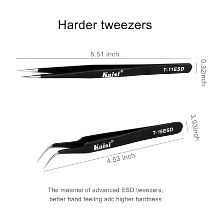 Kaisi Professional Electronics Opening Pry Tool Repair Kit with Metal Spudger Non-Abrasive Nylon Spudgers and Anti-Static Tweezers for Cellphone iPhone Laptops Tablets and More, 20 Piece