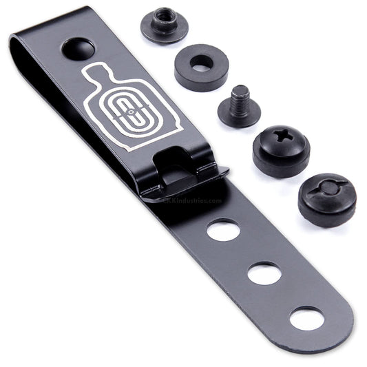 HolsterSmith Universal Metal Belt Clip for Holster Making - (Model 5) - (3-Hole) - (Tactical Black) - (w/Silhouette Target Engraving) - (w/Mounting Hardware) - (1 Pack)