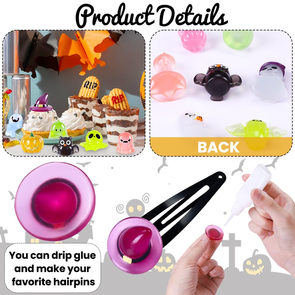 DIYDEC 32PCS Halloween Luminous Mini Figures - 32 Styles Glow in The Dark Tiny Resin Miniatures - Pumpkin Skull for Party Favors, Bag Fillers, Garden, Dollhouse Decor