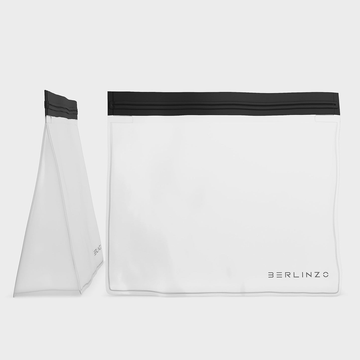 BERLINZO Large Reusable Ice Storage Bag - Freezer Safe Leak Proof Silicone and Plastic-Free Lunch Bag for Ice and Food Storage - BPA-Free XL Size