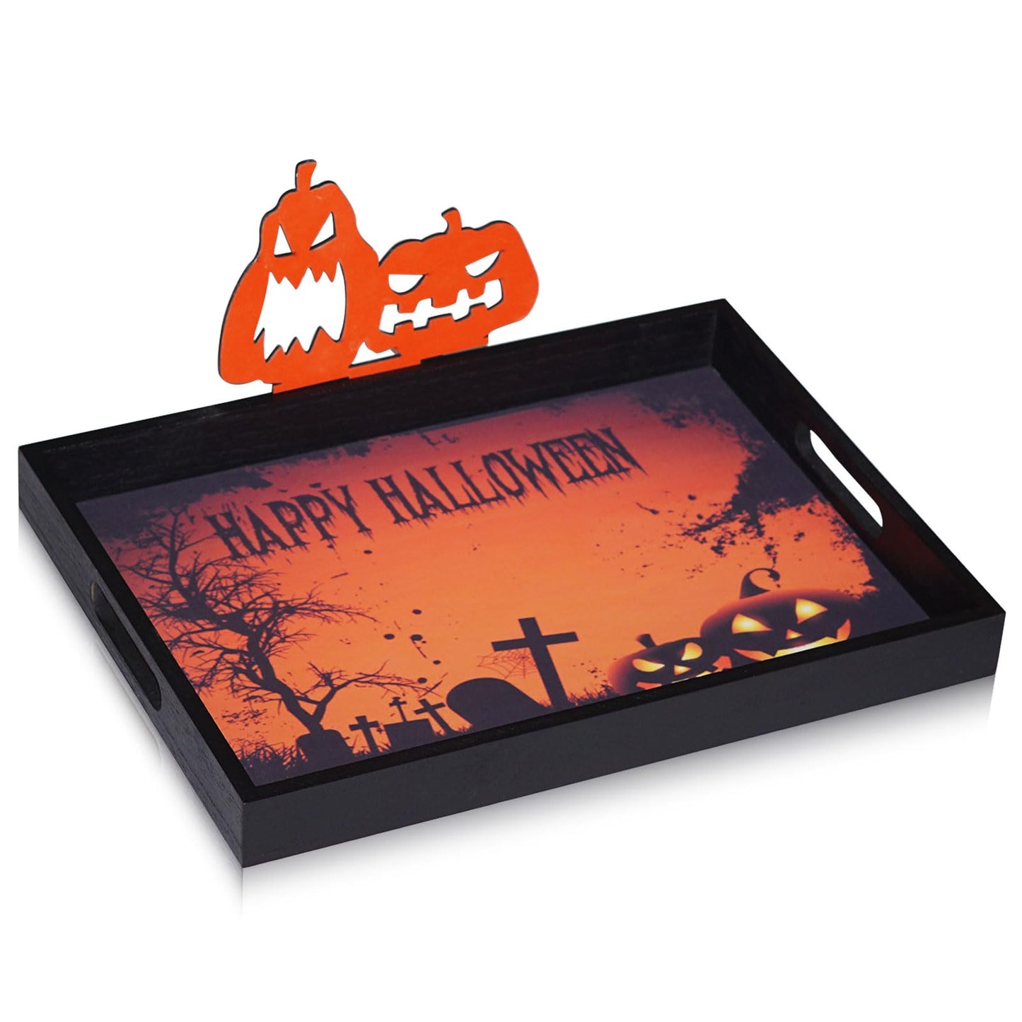 Krismax Halloween Decorations Decorative Serving Trays and Platters Pumpkin Tray - Snacks Bowl Candy Dish - for Breakfast, Lunch, Dinner, Appetizers - Food Tray