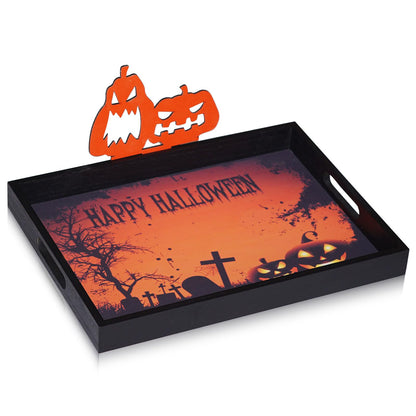 Krismax Halloween Decorations Decorative Serving Trays and Platters Pumpkin Tray - Snacks Bowl Candy Dish - for Breakfast, Lunch, Dinner, Appetizers - Food Tray